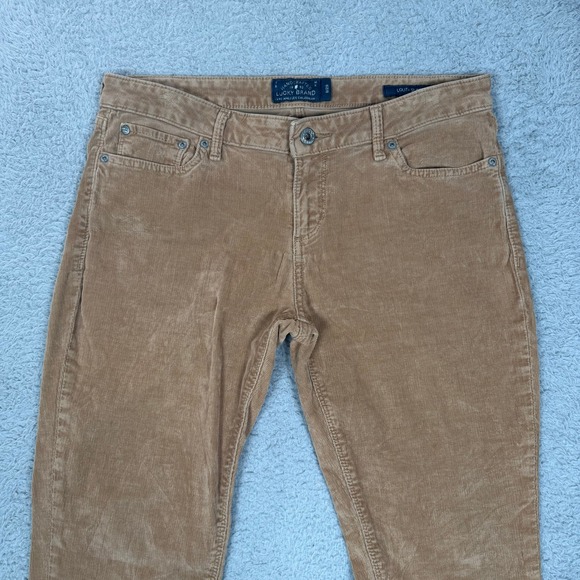 Lucky Brand Lolita Skinny Corduroy Pants Womens 8/29 Tan Camel Mid Rise Slim Fit - Picture 3 of 13